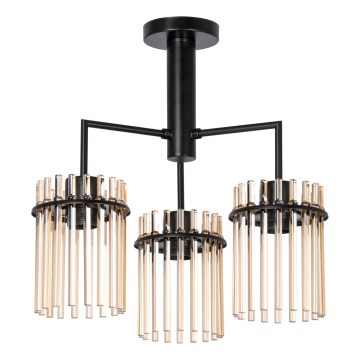 Lustr na tyči 3xE27/60W/230V černá/béžová