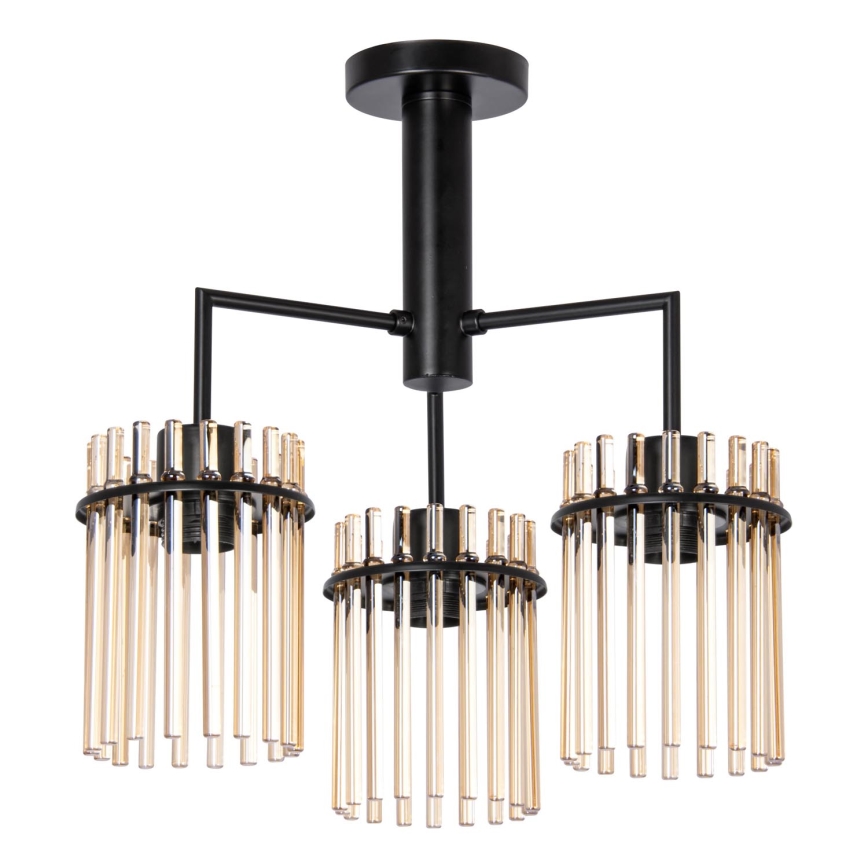 Lustr na tyči 3xE27/60W/230V černá/béžová