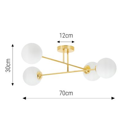 Lustr na tyči 4xE27/35W/230V pr. 70 cm zlatá