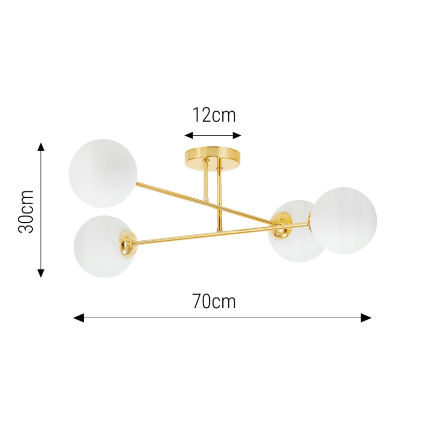 Lustr na tyči 4xE27/35W/230V pr. 70 cm zlatá