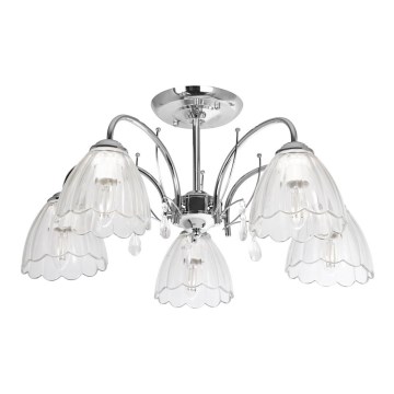 Lustr na tyči 5xE27/60W/230V lesklý chrom