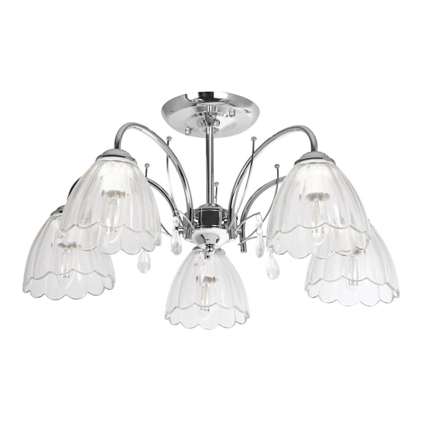 Lustr na tyči 5xE27/60W/230V lesklý chrom