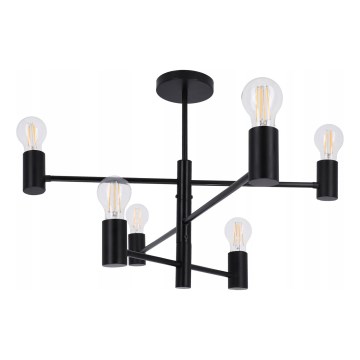Lustr na tyči 6xE27/20W/230V černá
