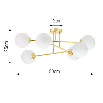 Lustr na tyči 6xE27/35W/230V pr. 80 cm zlatá