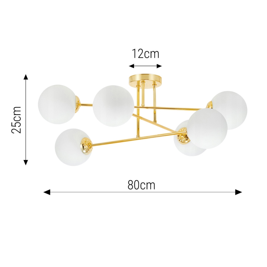 Lustr na tyči 6xE27/35W/230V pr. 80 cm zlatá