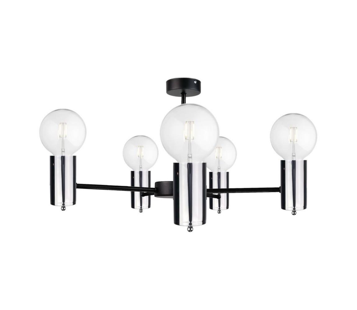 Namat Lustr na tyči ARD 5xE27/60W/230V černá/lesklý chrom NA0246
