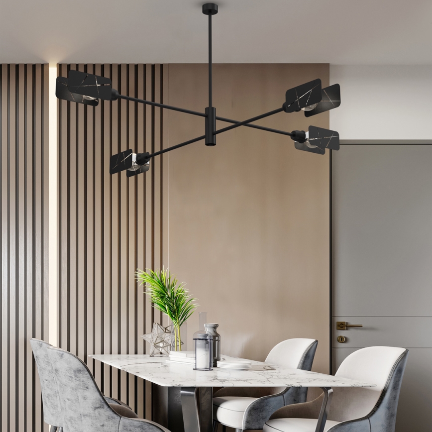 Lustr na tyči ASTRA 4xE27/60W/230V černá