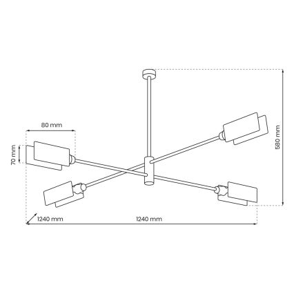 Lustr na tyči ASTRA 4xE27/60W/230V černá