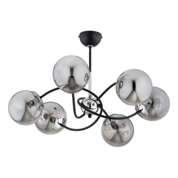 Lustr na tyči AURORA 6xE14/10W/230V černá/lesklý chrom