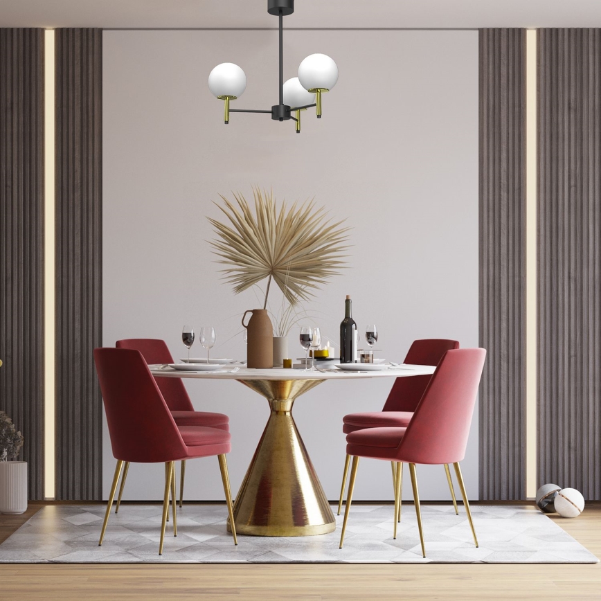 Lustr na tyči AWINION 3xE27/15W/230V bílá/zlatá/černá