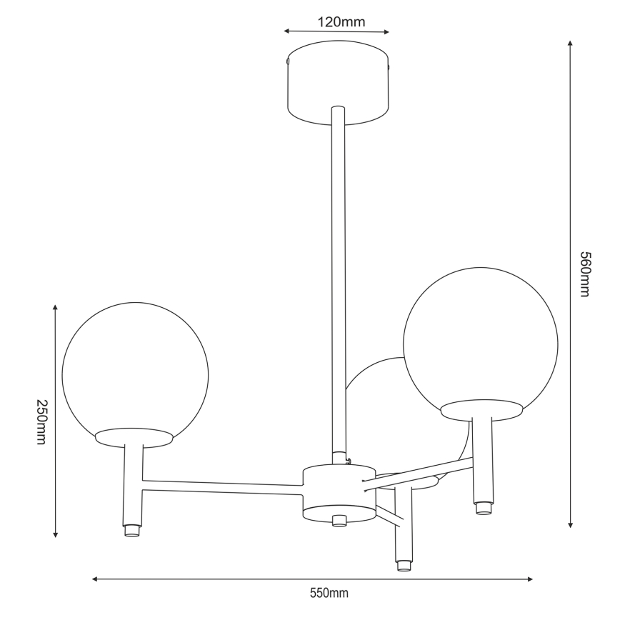 Lustr na tyči AWINION 3xE27/15W/230V bílá/zlatá/černá