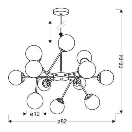 Lustr na tyči BEST 12xE14/40W/230V
