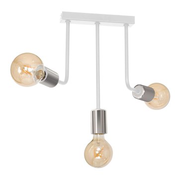 Lustr na tyči CANDELA 3xE27/15W/230V bílá/lesklý chrom