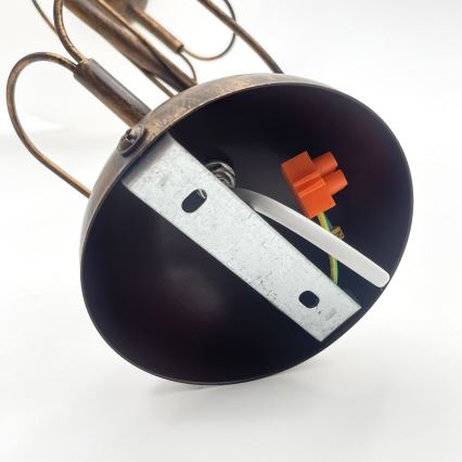 Lustr na tyči COBRA 1xE27/60W/230V pr. 30 cm bronz/patina