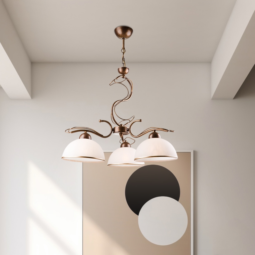 Lustr na tyči COBRA 3xE27/60W/230V bronz/patina