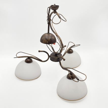 Lustr na tyči COBRA 3xE27/60W/230V bronz/patina