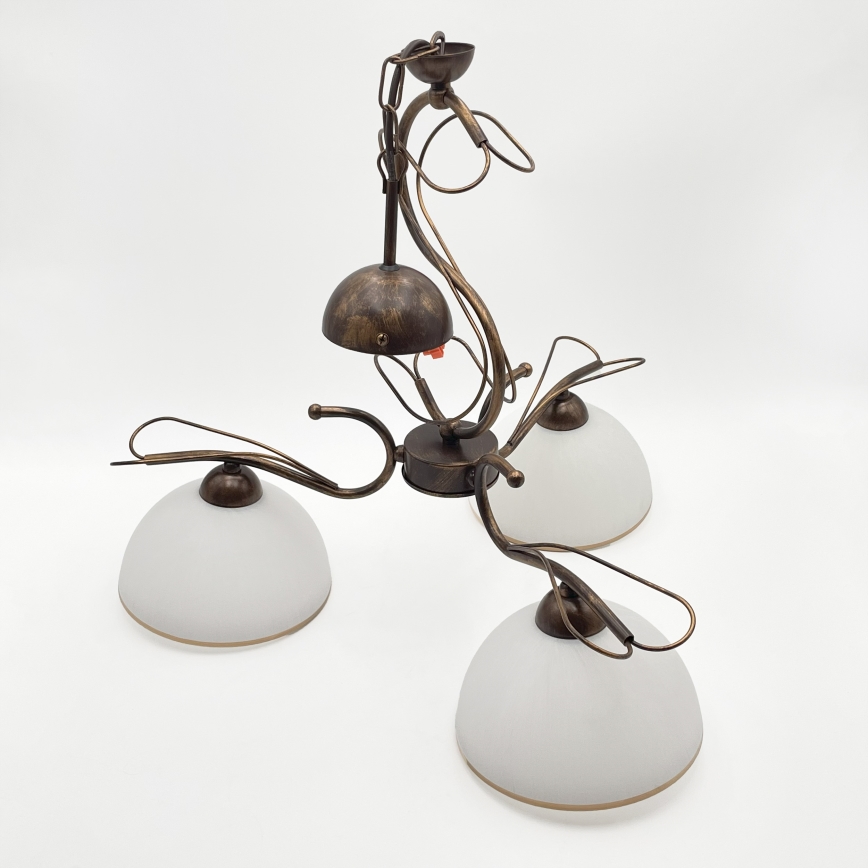 Lustr na tyči COBRA 3xE27/60W/230V bronz/patina