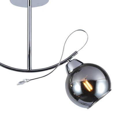Lustr na tyči CONNOR 2xE27/15W/230V lesklý chrom/šedá