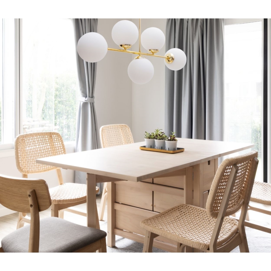 Lustr na tyči FIRA 5xE27/60W/230V zlatá