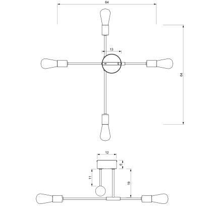 Lustr na tyči FLAME 4xE27/60W/230V černá/lesklý chrom