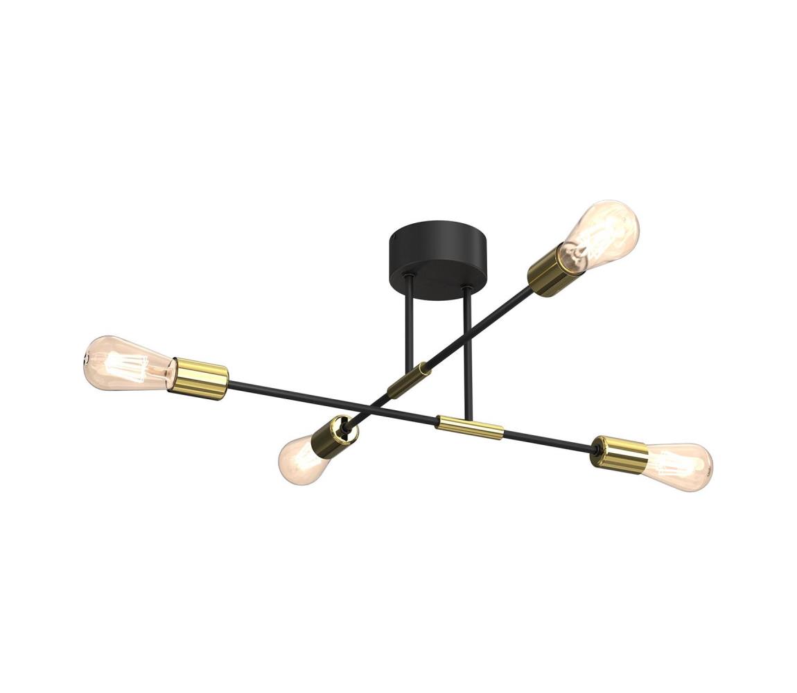 Luminex Lustr na tyči FLAME 4xE27/60W/230V černá/zlatá LU3906
