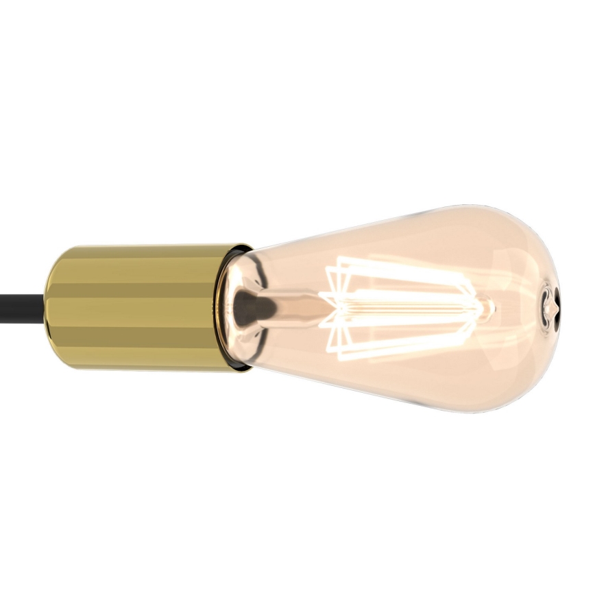 Lustr na tyči FLAME 4xE27/60W/230V černá/zlatá