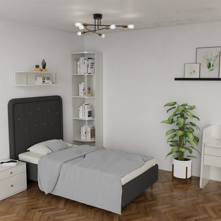 Lustr na tyči FLAME 6xE27/60W/230V černá/zlatá