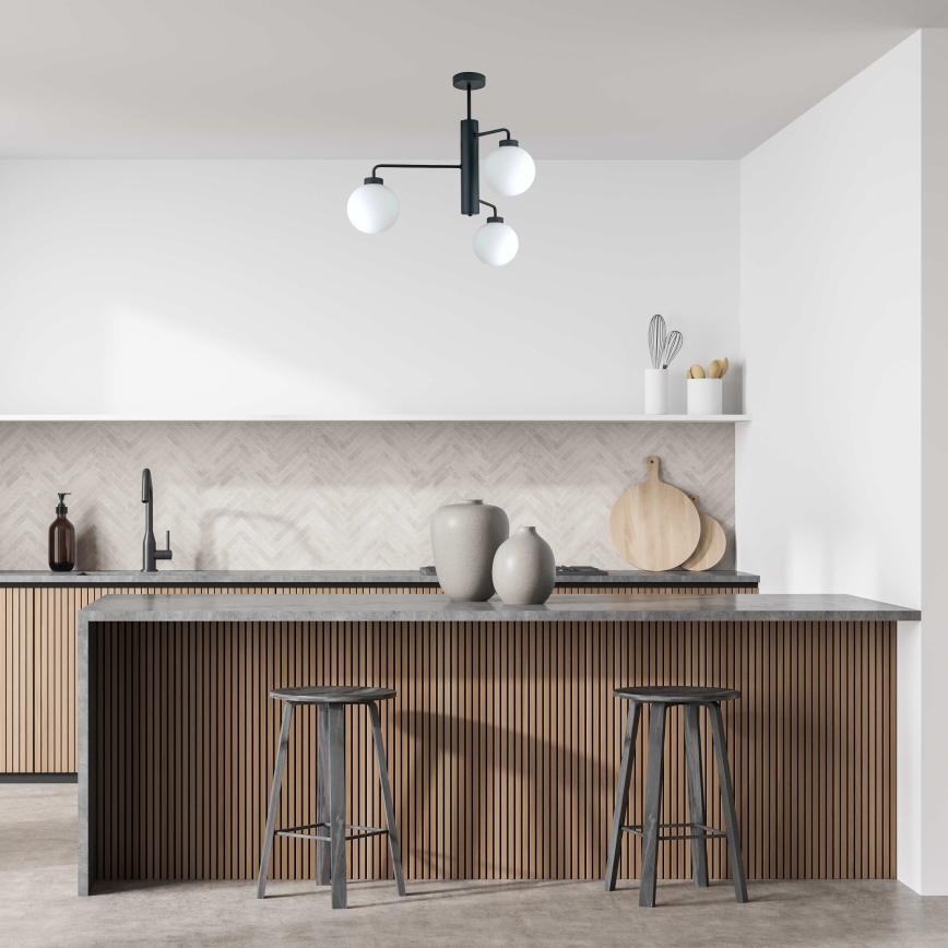 Lustr na tyči FLEX 3xE27/60W/230V černá/bílá