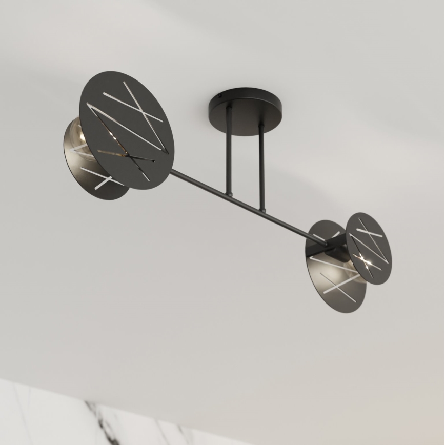 Lustr na tyči FRICK 2xE27/15W/230V černá
