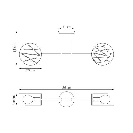 Lustr na tyči FRICK 2xE27/15W/230V černá