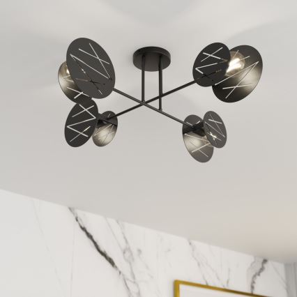 Lustr na tyči FRICK 4xE27/15W/230V černá