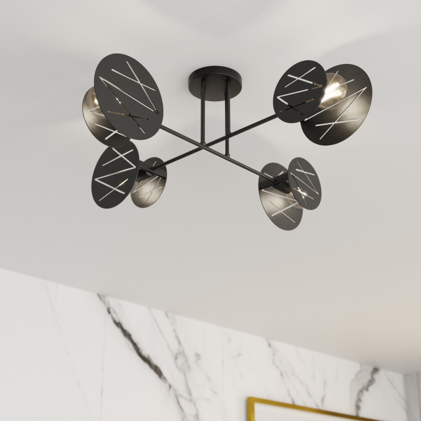 Lustr na tyči FRICK 4xE27/15W/230V černá