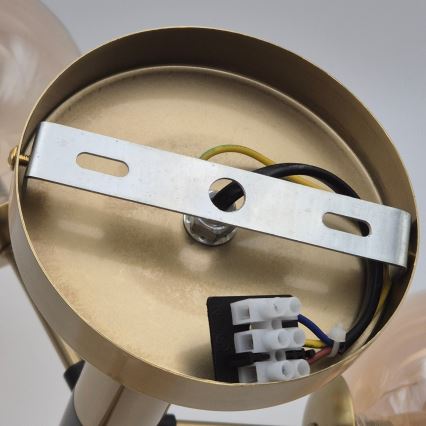 Lustr na tyči GEORGIA 3xG9/5W/230V zlatá/kouřová béžová