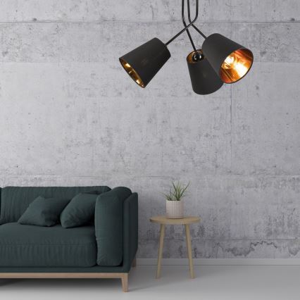 Lustr na tyči IRMA 3xE27/15W/230V černá