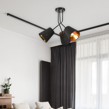 Lustr na tyči IRMA 3xE27/15W/230V černá
