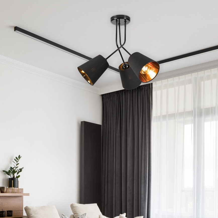 Lustr na tyči IRMA 3xE27/15W/230V černá