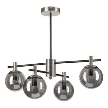 Lustr na tyči LILOU 4xE14/5W/230V matný chrom/kouřová