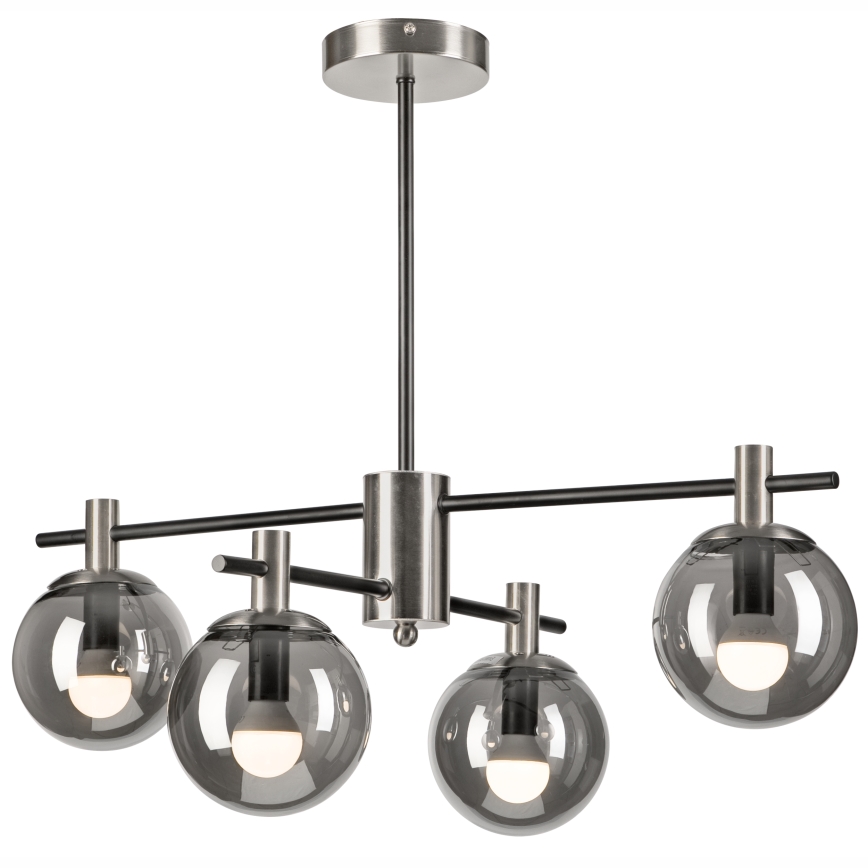 Lustr na tyči LILOU 4xE14/5W/230V matný chrom/kouřová