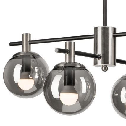 Lustr na tyči LILOU 4xE14/5W/230V matný chrom/kouřová