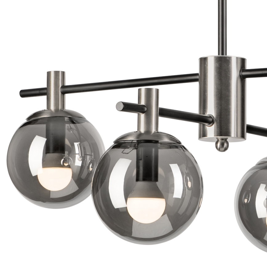 Lustr na tyči LILOU 4xE14/5W/230V matný chrom/kouřová