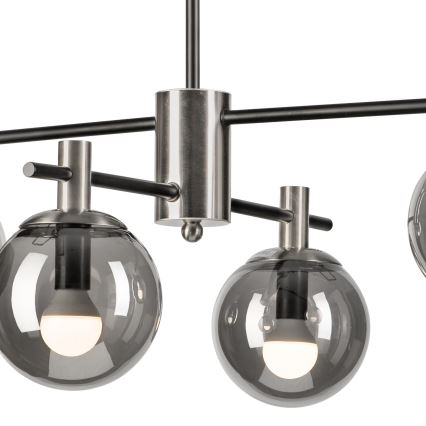 Lustr na tyči LILOU 4xE14/5W/230V matný chrom/kouřová