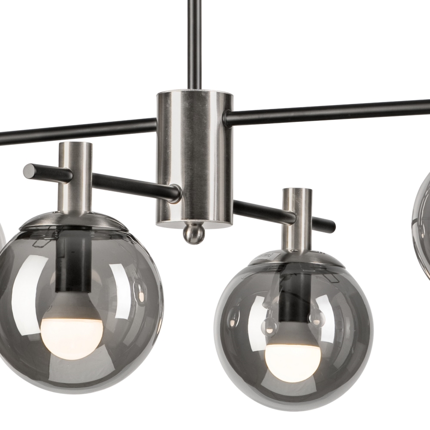 Lustr na tyči LILOU 4xE14/5W/230V matný chrom/kouřová