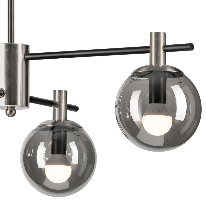 Lustr na tyči LILOU 4xE14/5W/230V matný chrom/kouřová