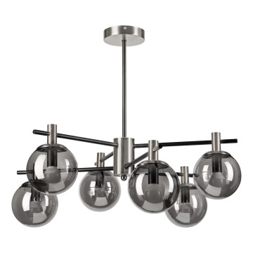 Lustr na tyči LILOU 6xE14/5W/230V matný chrom/kouřová