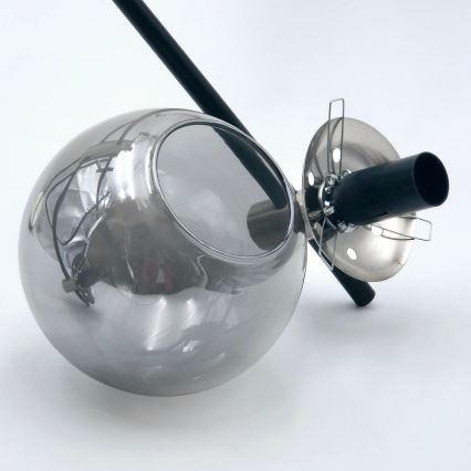Lustr na tyči LILOU 6xE14/5W/230V matný chrom/kouřová