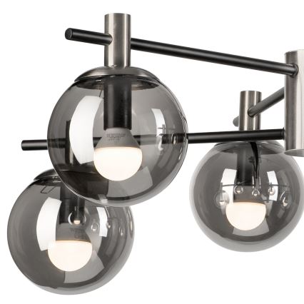 Lustr na tyči LILOU 6xE14/5W/230V matný chrom/kouřová