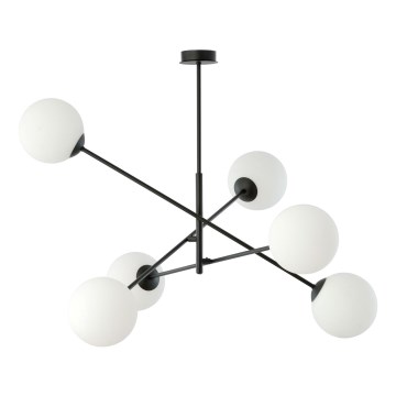 Lustr na tyči LINEAR 6xE14/10W/230V černá/bílá