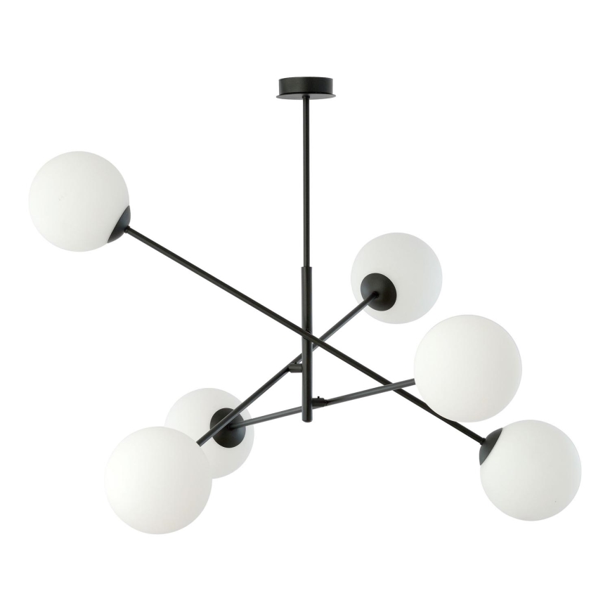Lustr na tyči LINEAR 6xE14/10W/230V černá/bílá