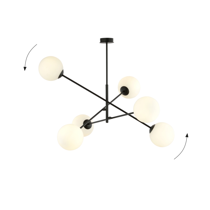 Lustr na tyči LINEAR 6xE14/10W/230V černá/bílá