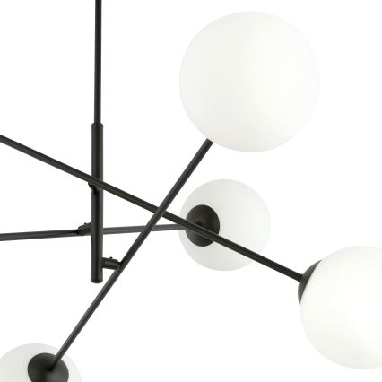 Lustr na tyči LINEAR 6xE14/10W/230V černá/bílá